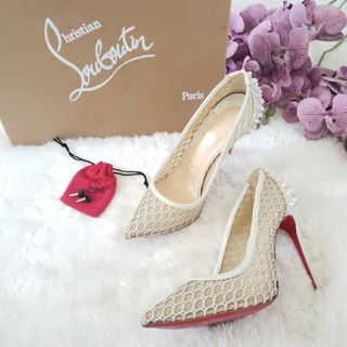 クリスチャンルブタン(Christian Louboutin)の美品Christian Louboutinメッシュスタッズ パンプス 36サイズ(ハイヒール/パンプス)