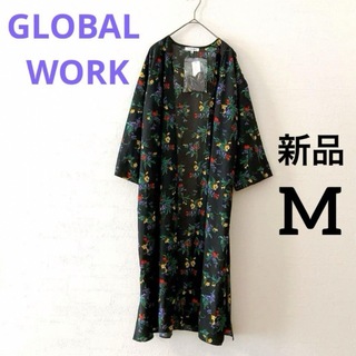 GLOBAL WORK - 新品 タグ付き グローバルワーク  UVカット カーディガン M ブラック 花柄
