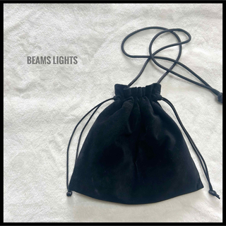 ビームスライツ(BEAMS LIGHTS)のBEAMS LIGHTS 巾着バッグ　サコッシュ　ブラック　レザー　ショルダー(ショルダーバッグ)