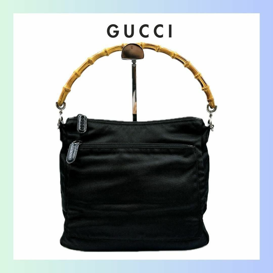 Gucci(グッチ)のグッチ ナイロン バンブー ハンドバッグ　黒　ブラック　レディース レディースのバッグ(ハンドバッグ)の商品写真