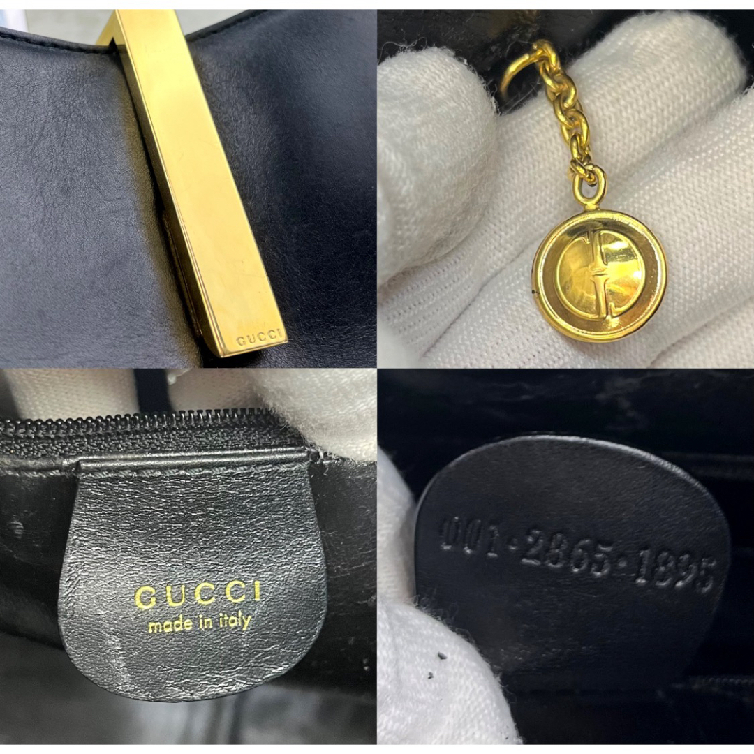 Gucci(グッチ)のGUCCI レザー　ワンショルダーバッグ　上品　お洒落　ブラック　ゴールド金具 レディースのバッグ(ショルダーバッグ)の商品写真