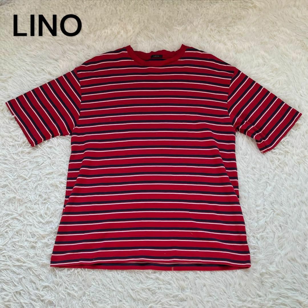 LINO リノ　ボーダー　Tシャツ　レッド レディースのトップス(Tシャツ(半袖/袖なし))の商品写真