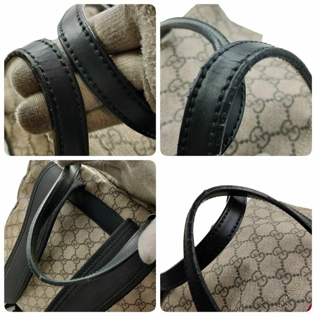 Gucci(グッチ)の稀少 グッチ リュック GGスプリーム PVC 革 シェリーライン ベージュ 黒 レディースのバッグ(リュック/バックパック)の商品写真