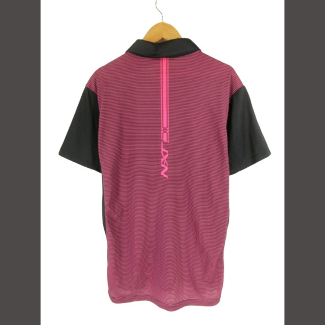 MIZUNO(ミズノ)のミズノ ポロシャツ ボタン 半袖 ロゴ プリント 黒 ピンク M スポーツ/アウトドアのスポーツ/アウトドア その他(その他)の商品写真