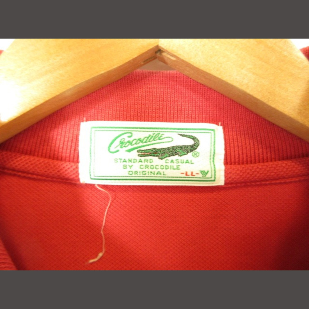 Crocodile(クロコダイル)のクロコダイル ポロシャツ 長袖 ポケット ロゴ ボタン シンプル レッド LL  メンズのトップス(ポロシャツ)の商品写真