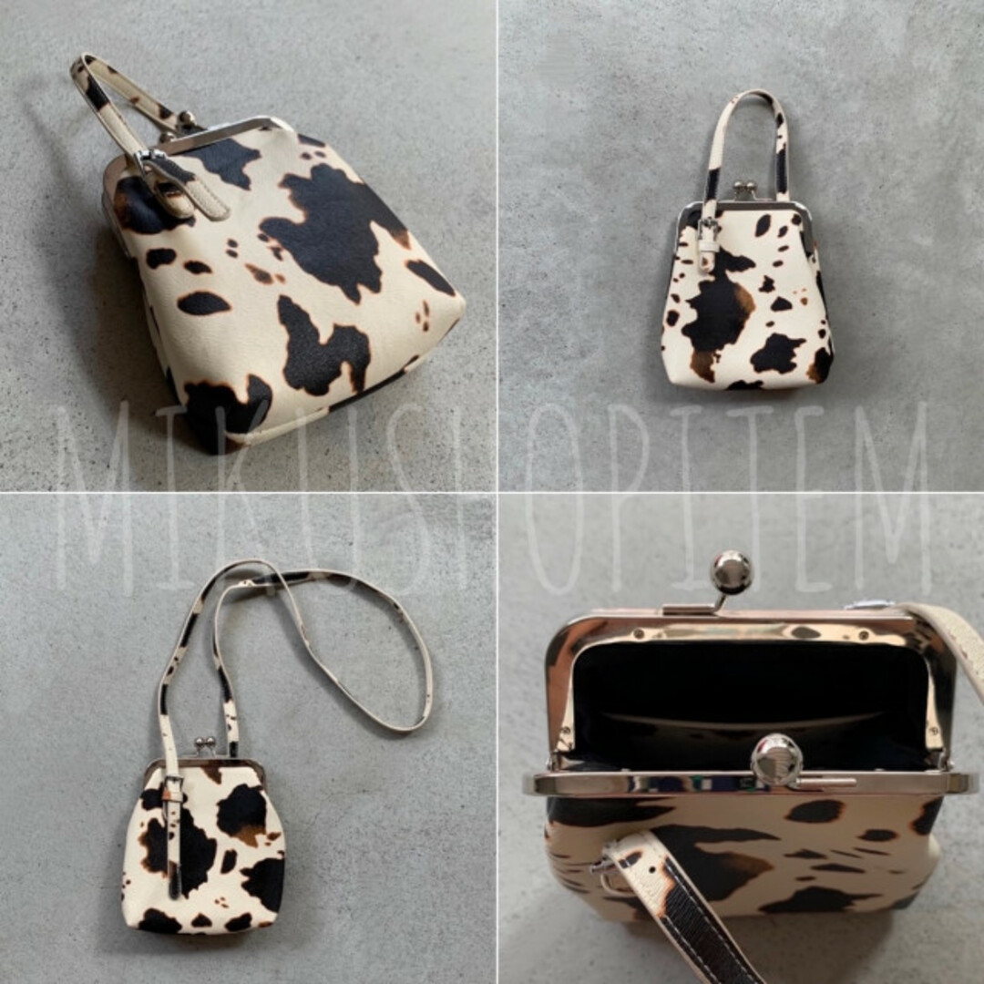 ホルスタイン ガマグチショルダー バッグ カウ 牛柄 アニマル 動物 レディース レディースのバッグ(ショルダーバッグ)の商品写真