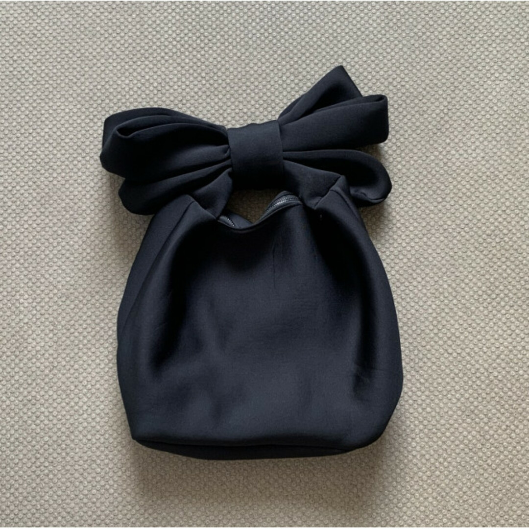 ビッグリボン ハンドルバッグ 可愛い 綺麗 韓国 ショルダーバッグ シ ブラック レディースのバッグ(ショルダーバッグ)の商品写真