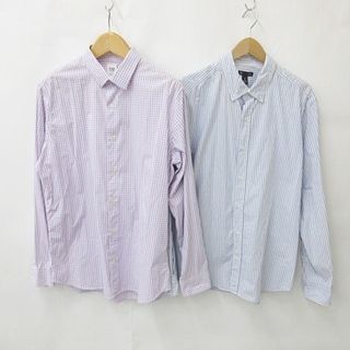 GAP - ギャップ GAP シャツ 2枚セット 長袖 ボタンダウン 紫 青 白 L