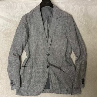 ユナイテッドアローズ(UNITED ARROWS)の春夏 ユナイテッドアローズ 清涼 千鳥柄 リネンテーラードジャケット XL 美品(テーラードジャケット)