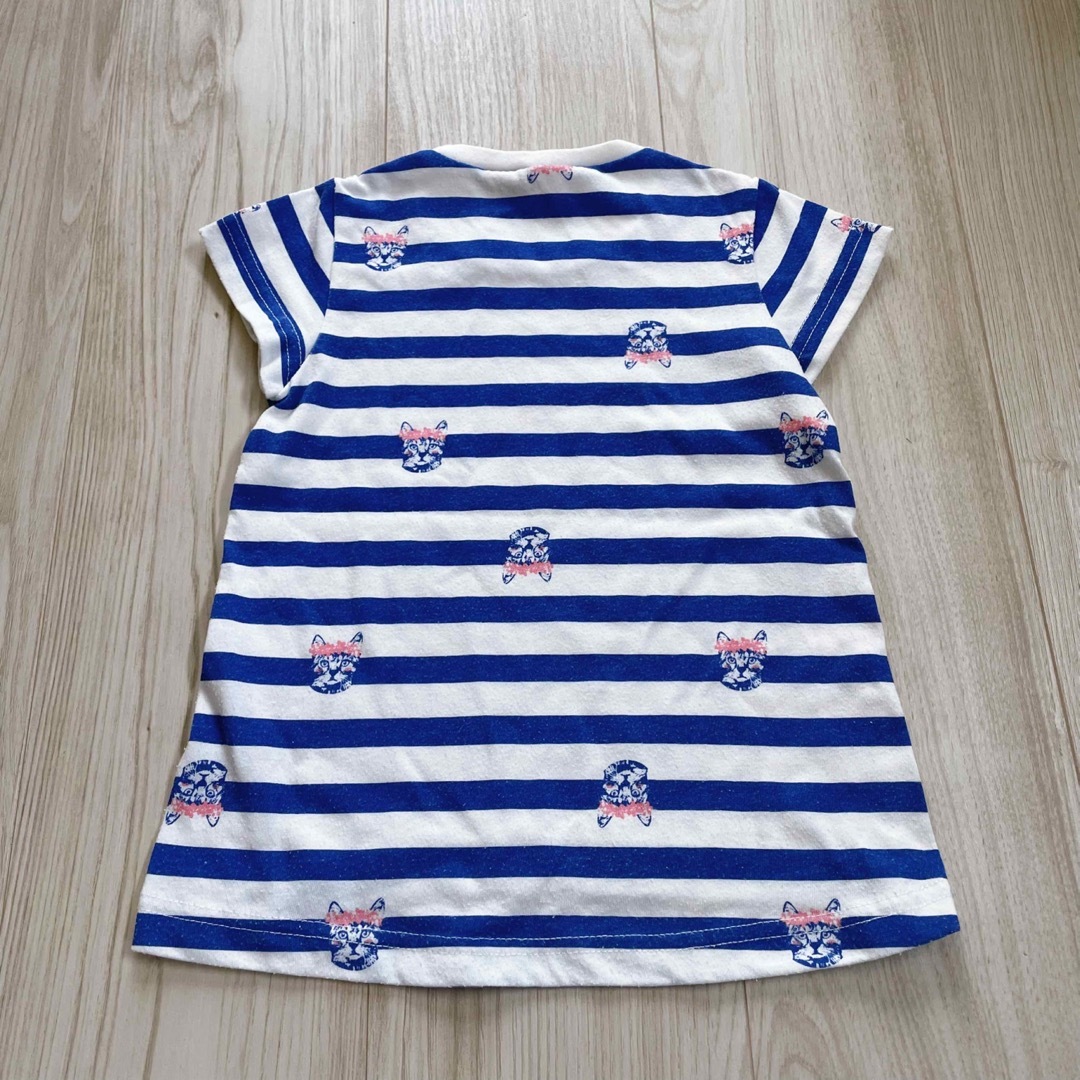 mariarjue キッズ半袖Tシャツ トップス  ボーダー  ネコ 100cm キッズ/ベビー/マタニティのキッズ服女の子用(90cm~)(Tシャツ/カットソー)の商品写真