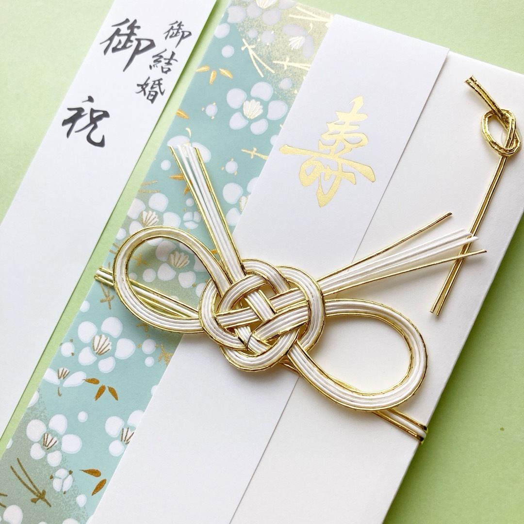 ＊新品　花柄金封【梅ブルー】  ご祝儀袋　祝い袋　結婚祝　御祝儀袋　婚礼　のし袋 ハンドメイドの文具/ステーショナリー(その他)の商品写真