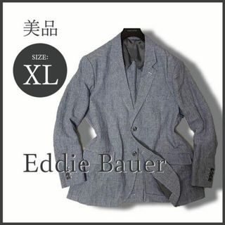 エディーバウアー(Eddie Bauer)のエディーバウアー 麻100% ギンガムチェック柄テーラードジャケット XL 美品(テーラードジャケット)