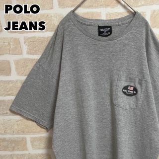 90s USA製 POLO JEANS ポロジーンズ ポケットTシャツ グレー(Tシャツ/カットソー(半袖/袖なし))