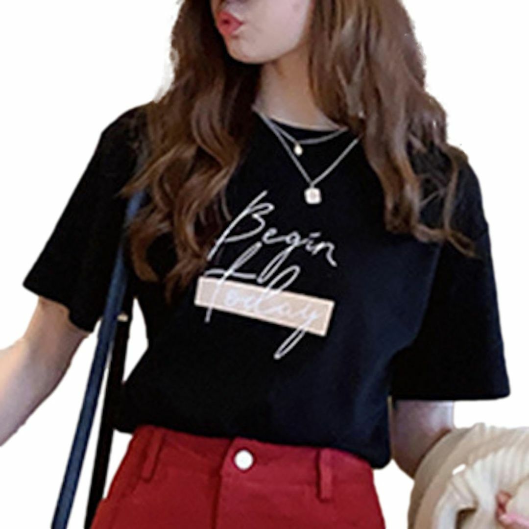 [ReiLuana] tシャツ レディース 半袖 ロゴ デザイン シャツ カット レディースのファッション小物(その他)の商品写真