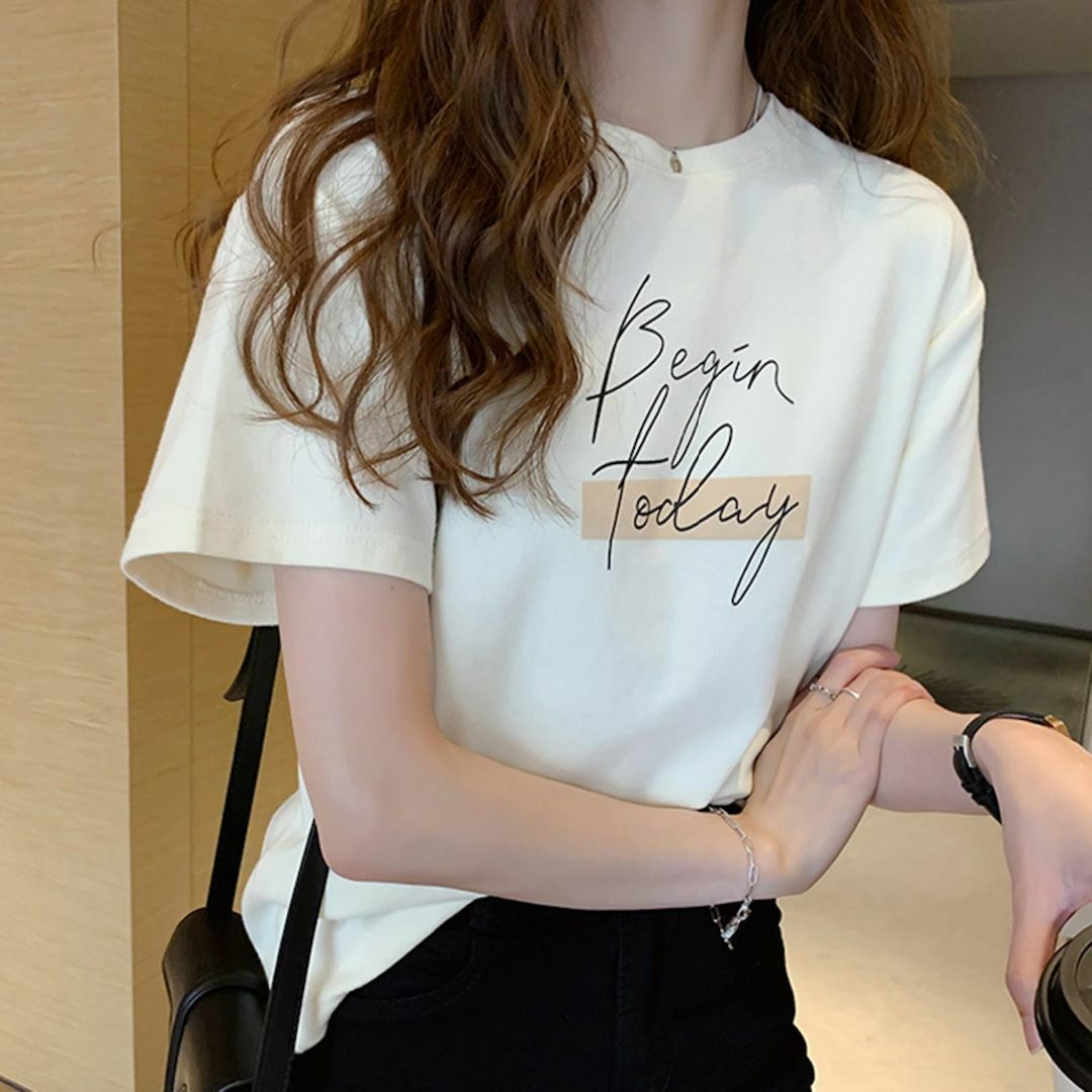 [ReiLuana] tシャツ レディース 半袖 ロゴ デザイン シャツ カット レディースのファッション小物(その他)の商品写真
