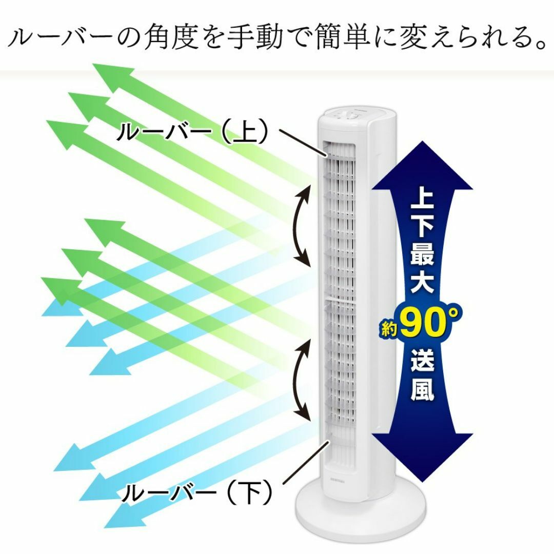 【色: ホワイト】【節電対策】 アイリスオーヤマ 扇風機 タワーファン スリム  スマホ/家電/カメラの冷暖房/空調(その他)の商品写真