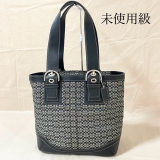 コーチ(COACH)の未使用級✨COACH トートバッグ肩掛け  A4可  キャンバス×レザー  黒(トートバッグ)