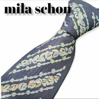 mila schon - ミラショーン　ブランドネクタイ　紺　ストライプ　メンズ　イタリア製　シルク100