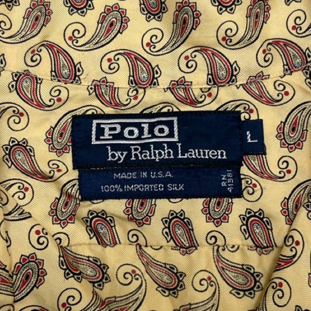 POLO RALPH LAUREN(ポロラルフローレン)の90s Polo Ralph Lauren オープンカラーシャツ シルク L メンズのトップス(Tシャツ/カットソー(半袖/袖なし))の商品写真