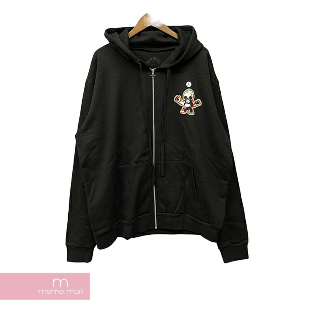 Chrome Hearts(クロムハーツ)のCHROME HEARTS 2024SS FOTI Rainbow Scroll Logo Zip Up Hoodie クロムハーツ フォティ レインボースクロールロゴジップアップフーディ  スカル バックスクロール ブラック サイズL【240512】【新古品】【me04】 メンズのトップス(Tシャツ/カットソー(半袖/袖なし))の商品写真