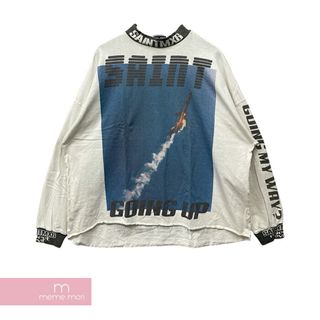 SAINT Mxxxxxx 2023AW Going Is L/S Tee SM-A23-0000-013 セントマイケル ゴーイング イズロングスリーブTシャツ 長袖カットソー ヴィンテージ加工 飛行機 ロゴプリント ホワイト サイズXL 【240512】【中古-A】【me04】(Tシャツ/カットソー(半袖/袖なし))