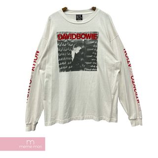 SAINT Mxxxxxx×David Bowie 2022AW DB LS Tee SM-A22-0000-074 セントマイケル×デヴィッド・ボウイ ロングスリーブTシャツ 長袖カットソー ロンT グラフィックプリント ロゴ ホワイト サイズXL【240512】【中古-B】【me04】(Tシャツ/カットソー(半袖/袖なし))