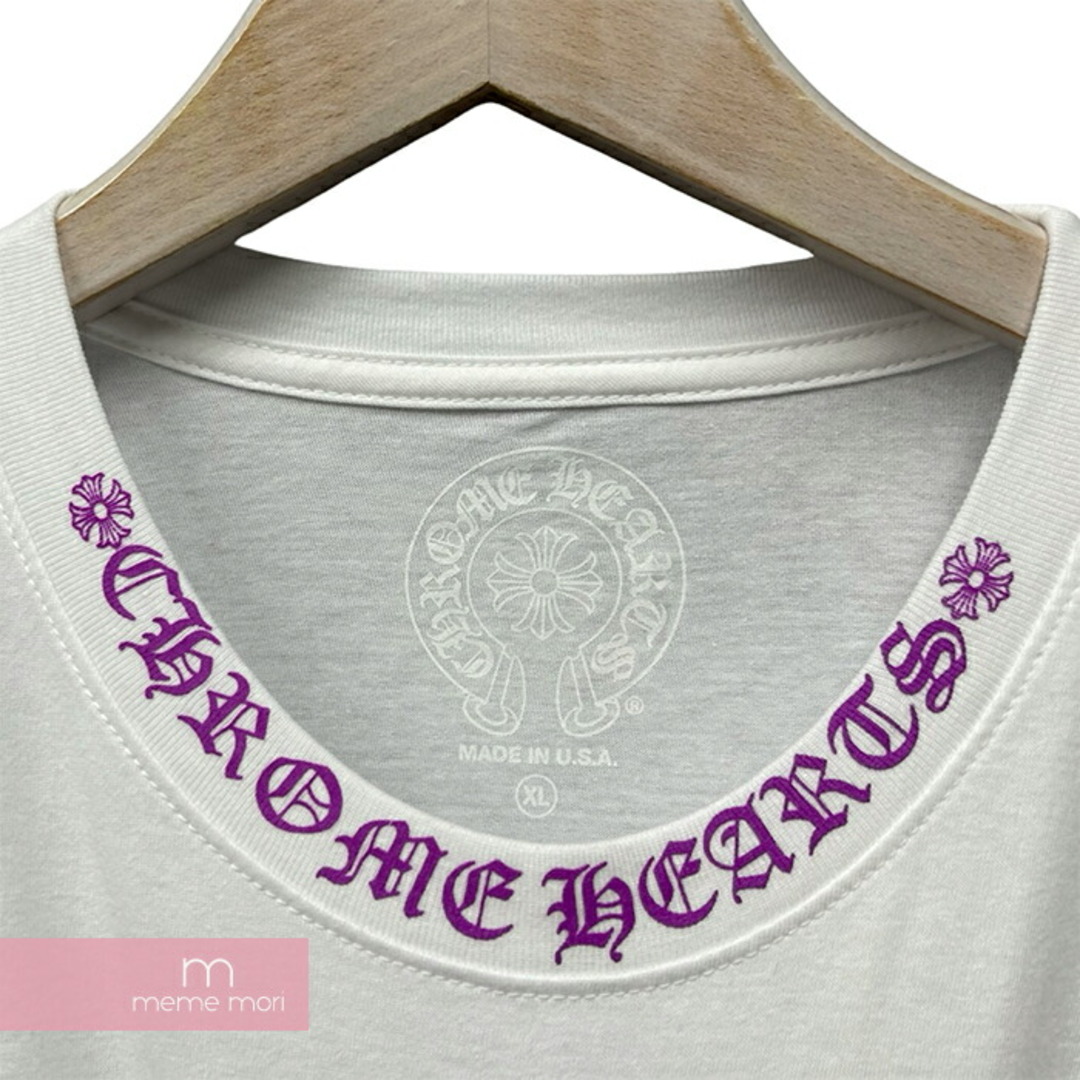 Chrome Hearts(クロムハーツ)のCHROME HEARTS Neck Logo Tee クロムハーツ ネックロゴTシャツ 半袖カットソー ポケT プリント ホワイト×パープル サイズXL 【240511】【新古品】【me04】 メンズのトップス(Tシャツ/カットソー(半袖/袖なし))の商品写真