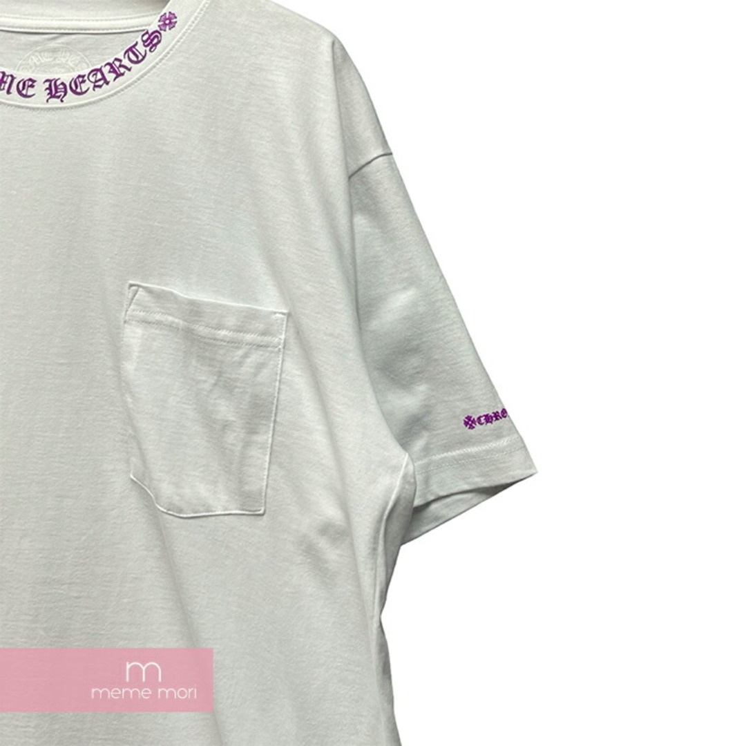 Chrome Hearts(クロムハーツ)のCHROME HEARTS Neck Logo Tee クロムハーツ ネックロゴTシャツ 半袖カットソー ポケT プリント ホワイト×パープル サイズXL 【240511】【新古品】【me04】 メンズのトップス(Tシャツ/カットソー(半袖/袖なし))の商品写真