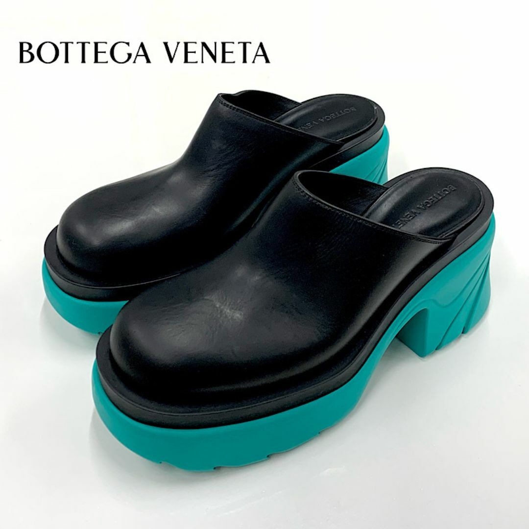 Bottega Veneta(ボッテガヴェネタ)の9307 ボッテガヴェネタ フラッシュ レザー クロッグ サンダル ブラック レディースの靴/シューズ(サンダル)の商品写真