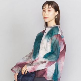 ビューティアンドユースユナイテッドアローズ(BEAUTY&YOUTH UNITED ARROWS)のビューティーアンドユース　マーブルシャツ　ピンク　緑(シャツ/ブラウス(長袖/七分))