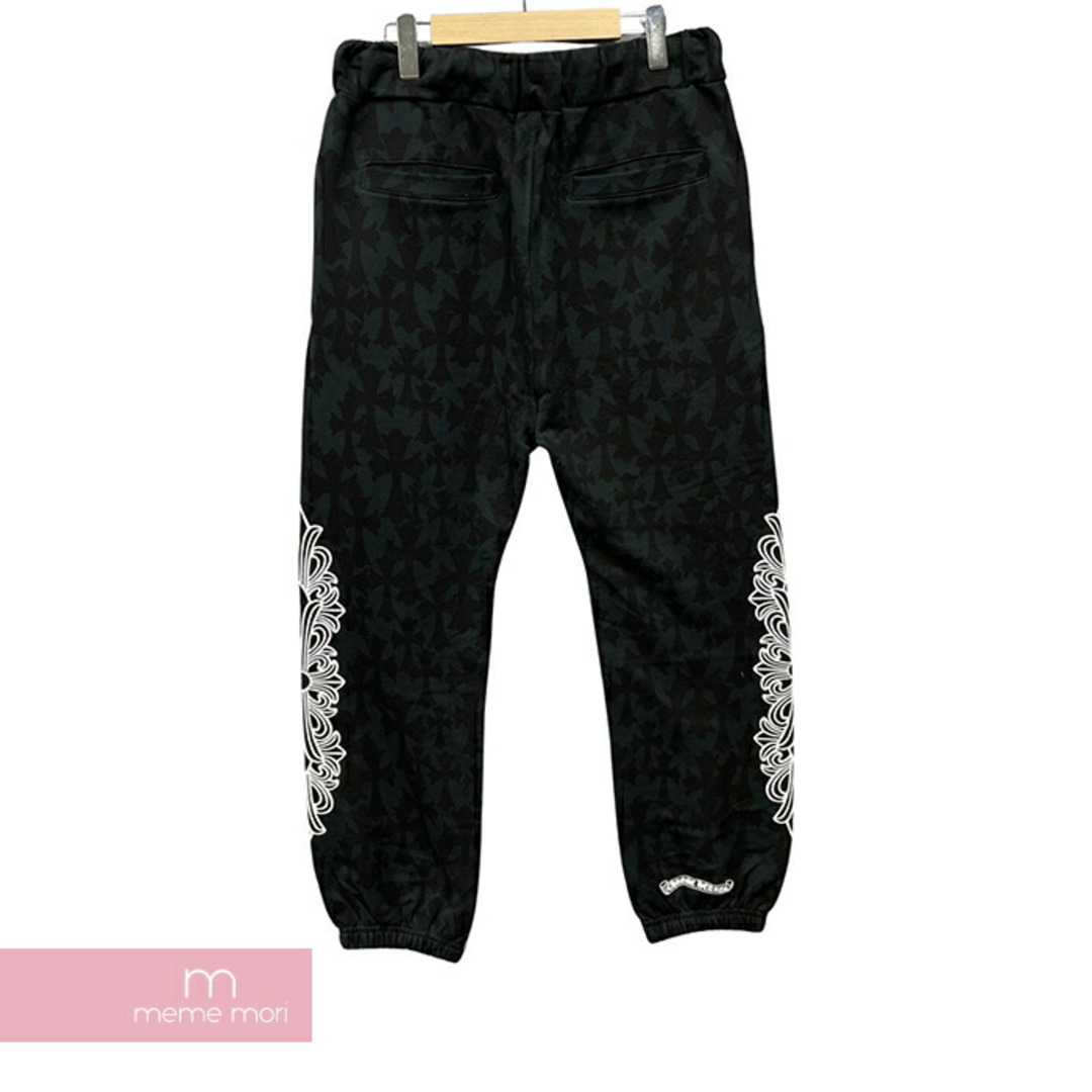 Chrome Hearts(クロムハーツ)のCHROME HEARTS 2024SS Graveyard Cemetery Cross Sweat Pants クロムハーツ グレイブヤードセメタリークロススウェットパンツ 総柄 ロゴプリント フローラルロゴ ホースシュー ブラック サイズM【240511】【新古品】【me04】 メンズのスーツ(スラックス/スーツパンツ)の商品写真