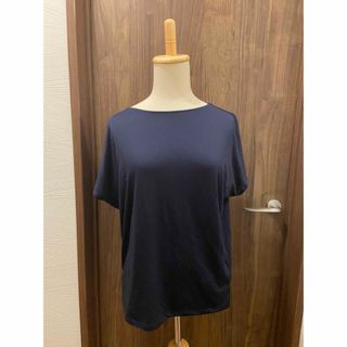 ユニクロ(UNIQLO)のUNIQLO ドレープクルーネックt（半袖）ネイビー(Tシャツ(半袖/袖なし))