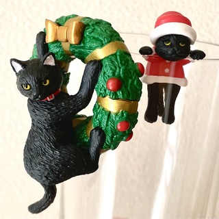 ふちねこ　クリスマス　黒猫　猫　ねこ　ネコ　クリスマスリース　サンタクロース (キャラクターグッズ)