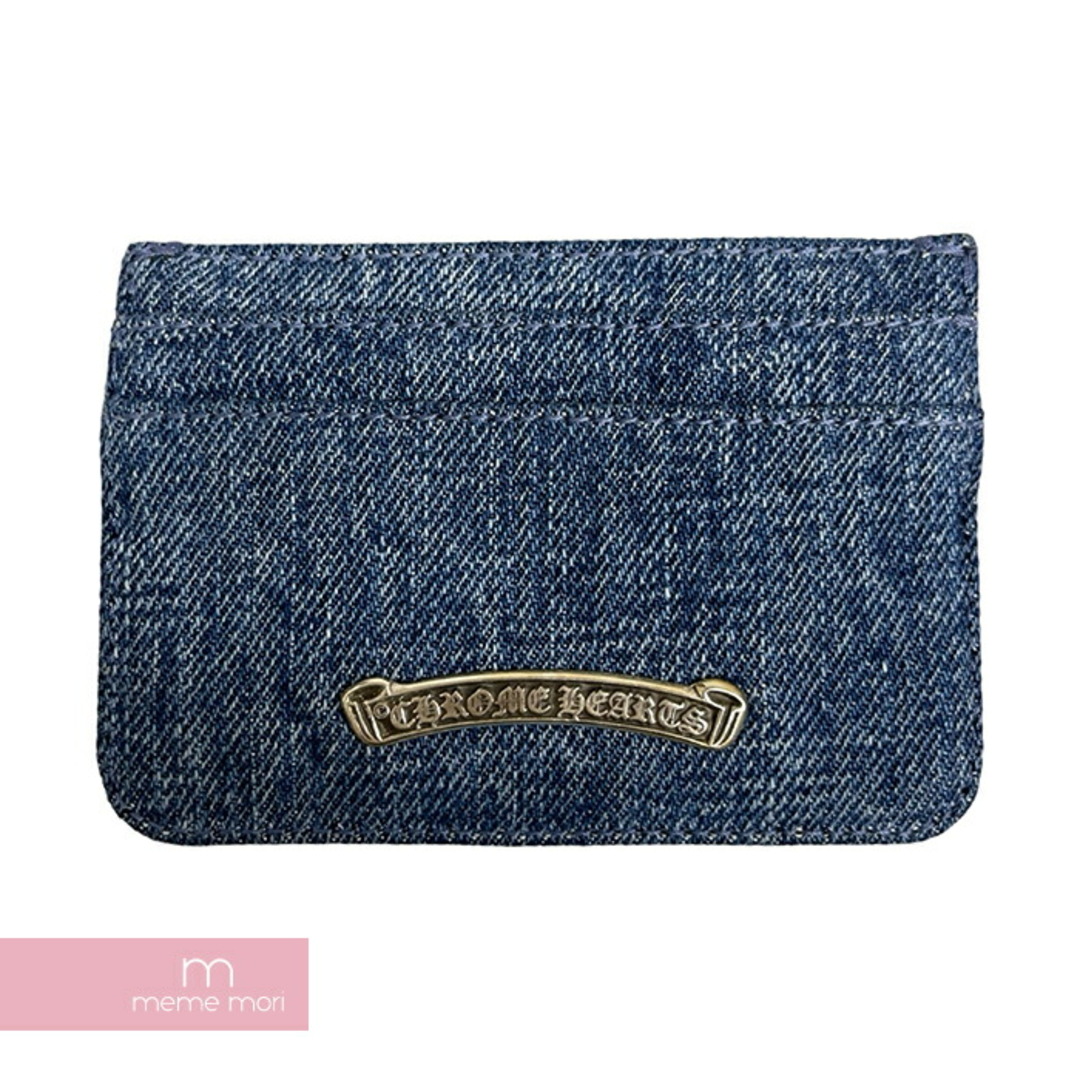 Chrome Hearts(クロムハーツ)のCHROME HEARTS Cemetery Cross Denim Card Case クロムハーツ セメタリークロス デニムカードケース  クロスパッチ メタルロゴプレート 5ポケット インディゴ×ブラック【240512】【中古-A】【me04】 メンズのファッション小物(折り財布)の商品写真