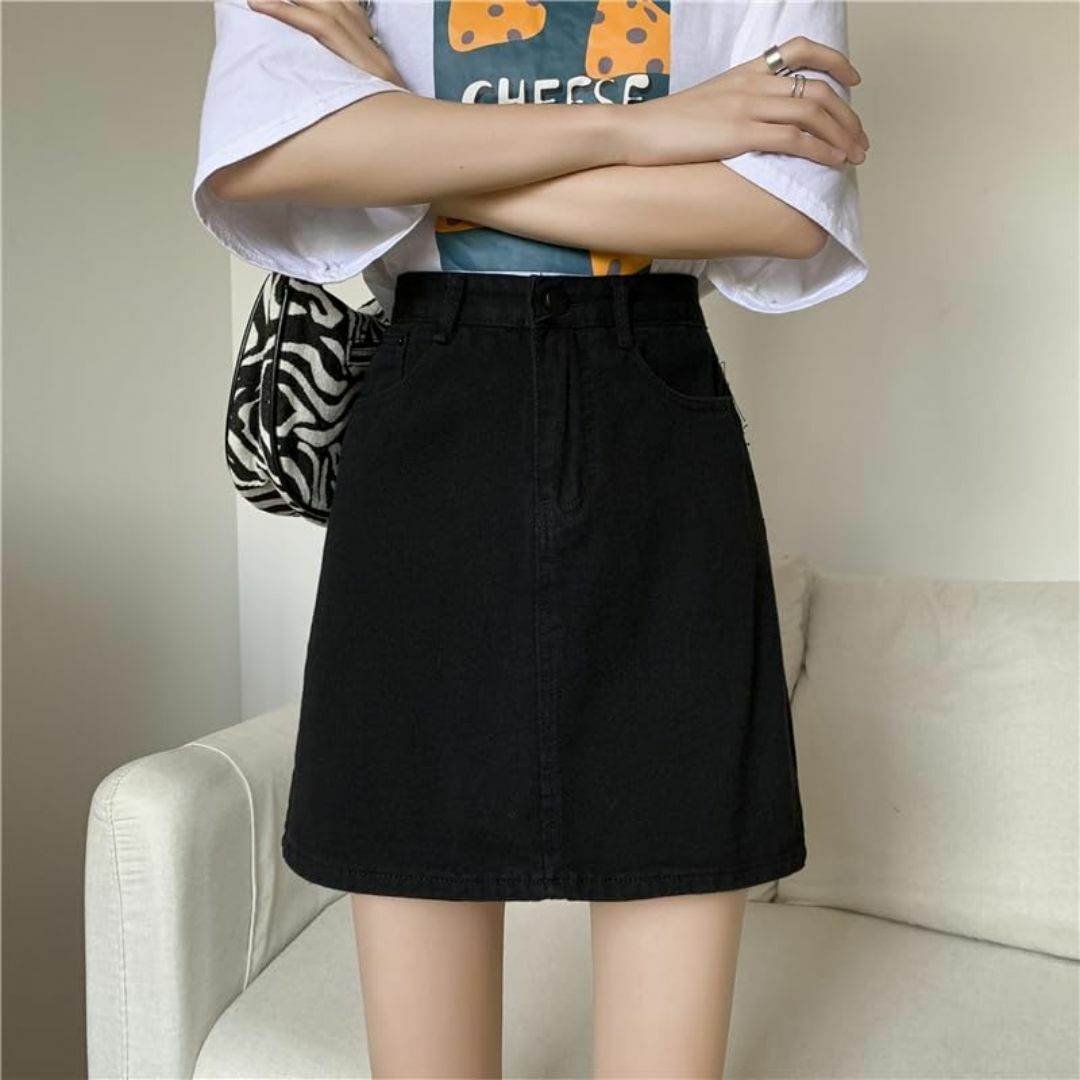 [syvent] S-5XL 大きいサイズ デニム スカート ショート丈 Aライ レディースのファッション小物(その他)の商品写真