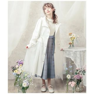 アクシーズファムポエティック(axes femme POETIQUE)のaxes femme チュール使い　ロングパーカー　新品未使用　レース　Mサイズ(パーカー)