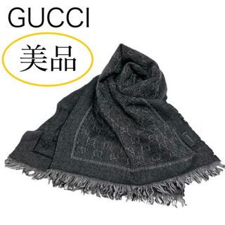 グッチ(Gucci)のGUCCI GGマーク ウール ショール マフラー ブラック(マフラー/ショール)