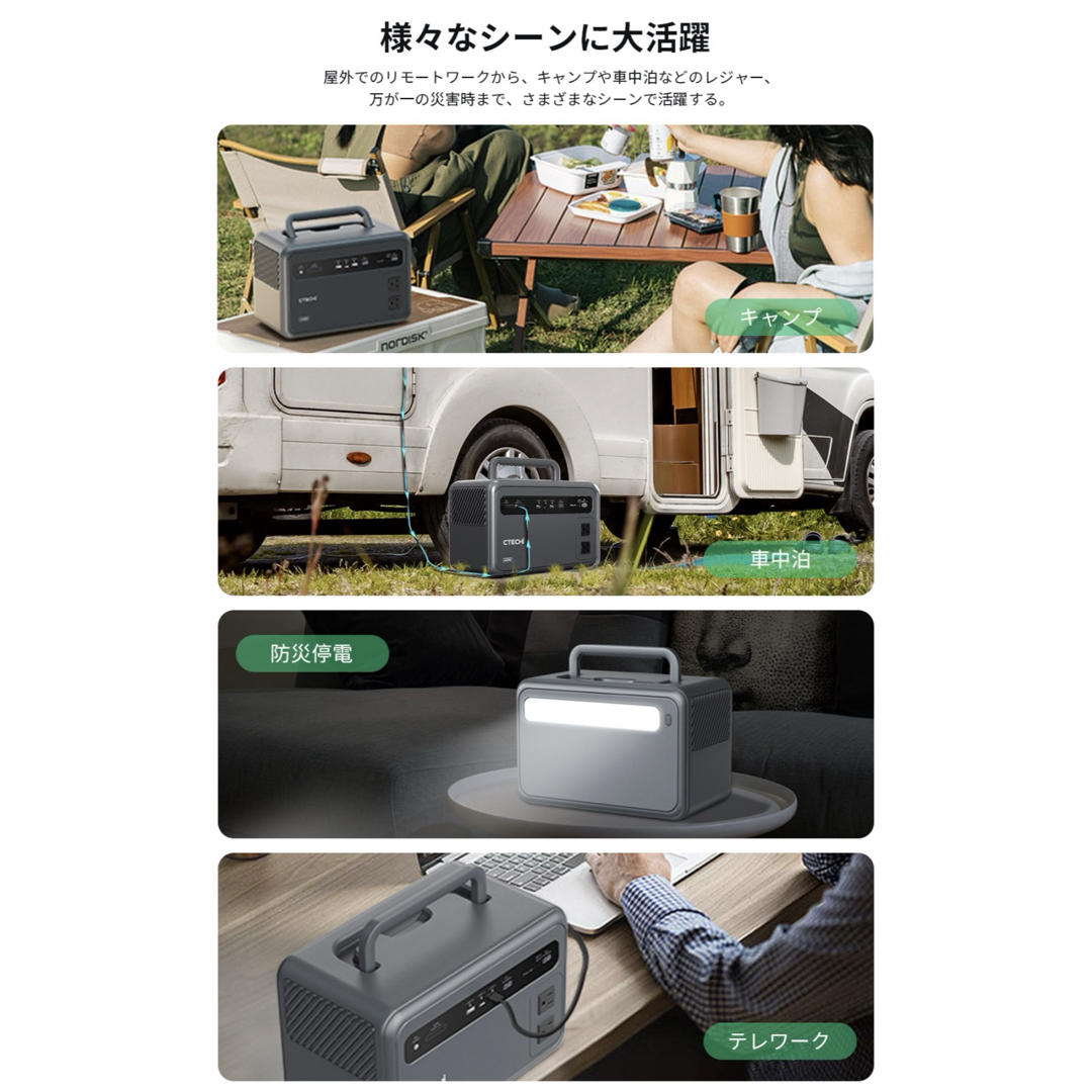 ポータブル電源 大容量 384Wh 600W バッテリー アウトドア 車中泊 スマホ/家電/カメラのスマートフォン/携帯電話(バッテリー/充電器)の商品写真