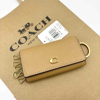 コーチ(COACH)の【COACH☆新品】6 リング キー ケース！クロスグレイン レザー！トフィー！(キーケース)