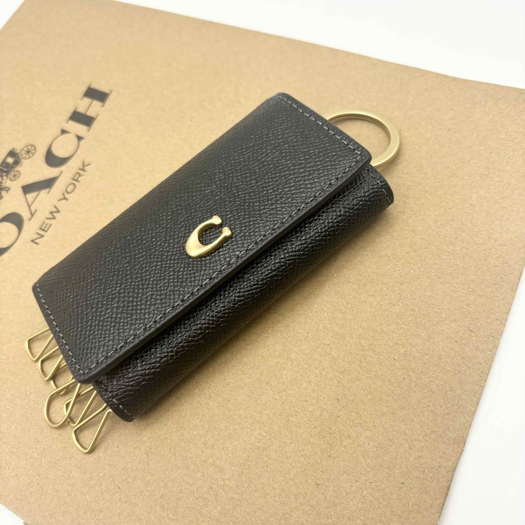 COACH(コーチ)の【COACH☆新品】6 リング キー ケース！クロスグレイン レザー！ブラック！ レディースのファッション小物(キーケース)の商品写真