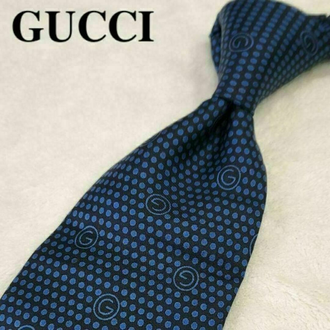 Gucci(グッチ)の【GUCCI】グッチ★ハイブランドネクタイ★黒青★G柄★ドット★メンズ メンズのファッション小物(ネクタイ)の商品写真