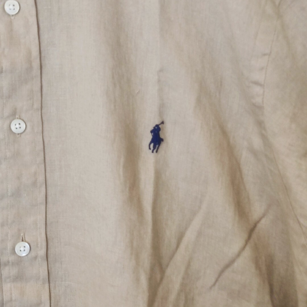 POLO RALPH LAUREN(ポロラルフローレン)の【新品タグ付き】ポロラルフローレン　リネン　ボタンダウンシャツ　ベージュ　XL メンズのトップス(シャツ)の商品写真