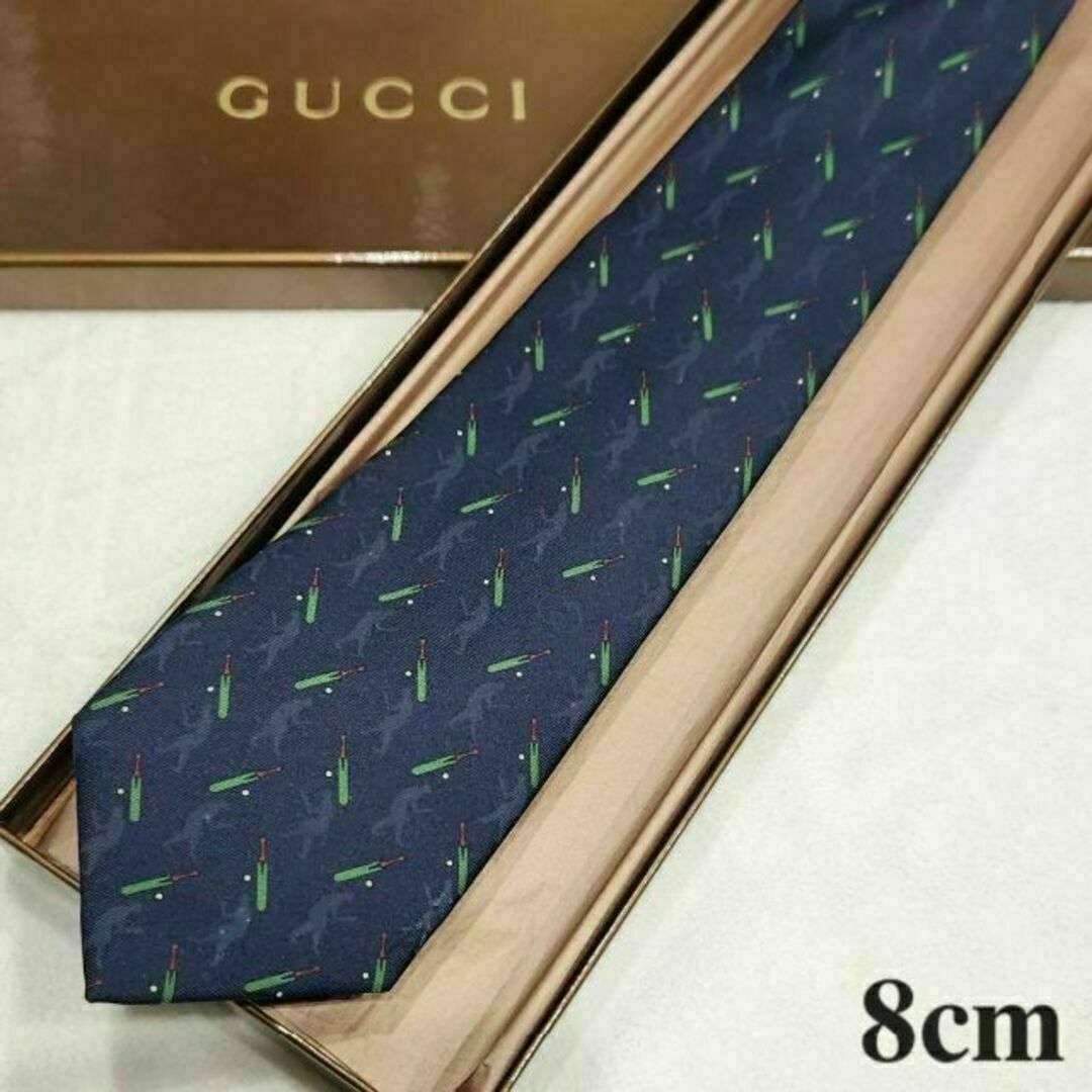 Gucci(グッチ)の【GUCCI】ハイブランドネクタイ★影柄★紺★メンズ メンズのファッション小物(ネクタイ)の商品写真
