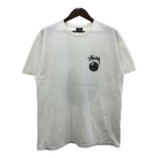 ステューシー(STUSSY)の00年代 STUSSY ステューシー 8BALL 半袖Ｔシャツ ロゴ ホワイト (メンズ L) 中古 古着 Q6426(Tシャツ/カットソー(半袖/袖なし))