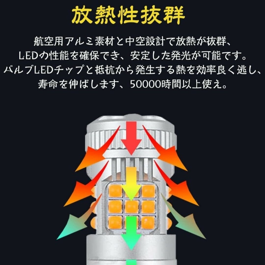 LED ウインカー バルブ 2個 T20 ピンチ部違い アンバー 12V 24V 自動車/バイクの自動車(汎用パーツ)の商品写真