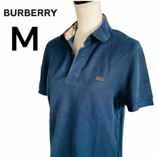 バーバリー(BURBERRY)のバーバリー ロンドン 半袖 ポロシャツ メンズ M ネイビー ノバチェック(ポロシャツ)