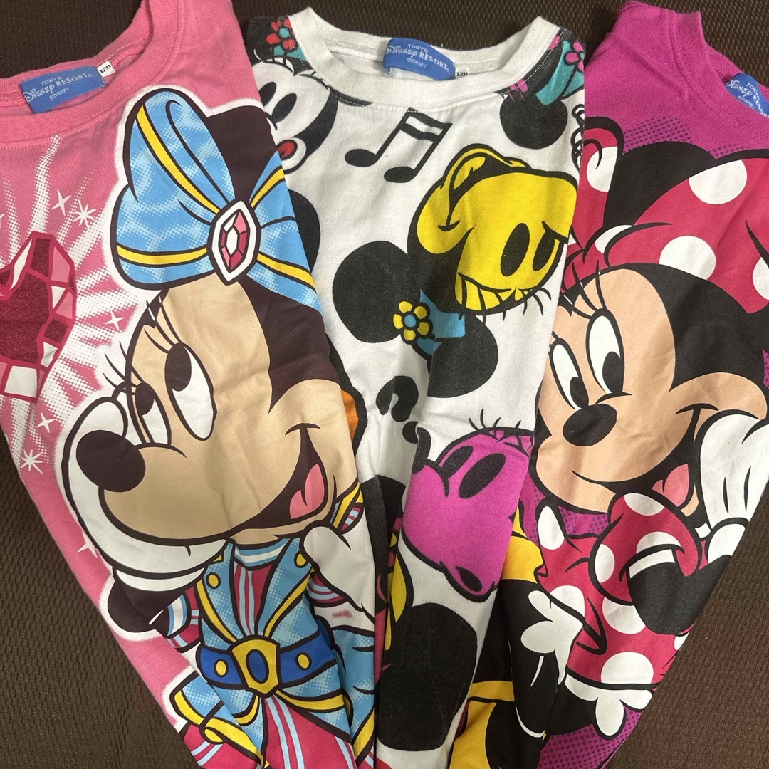 Disney(ディズニー)の週末限定価格✩東京ディズニーリゾートミニーちゃんTシャツ3枚セット キッズ/ベビー/マタニティのキッズ服女の子用(90cm~)(Tシャツ/カットソー)の商品写真