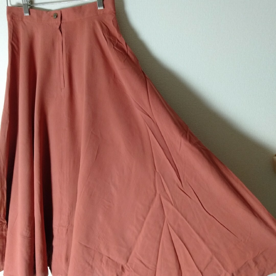 【jasmi フレアスカート S シルク 絹 ジッパー ショートパンツ付A720 レディースのスカート(ロングスカート)の商品写真