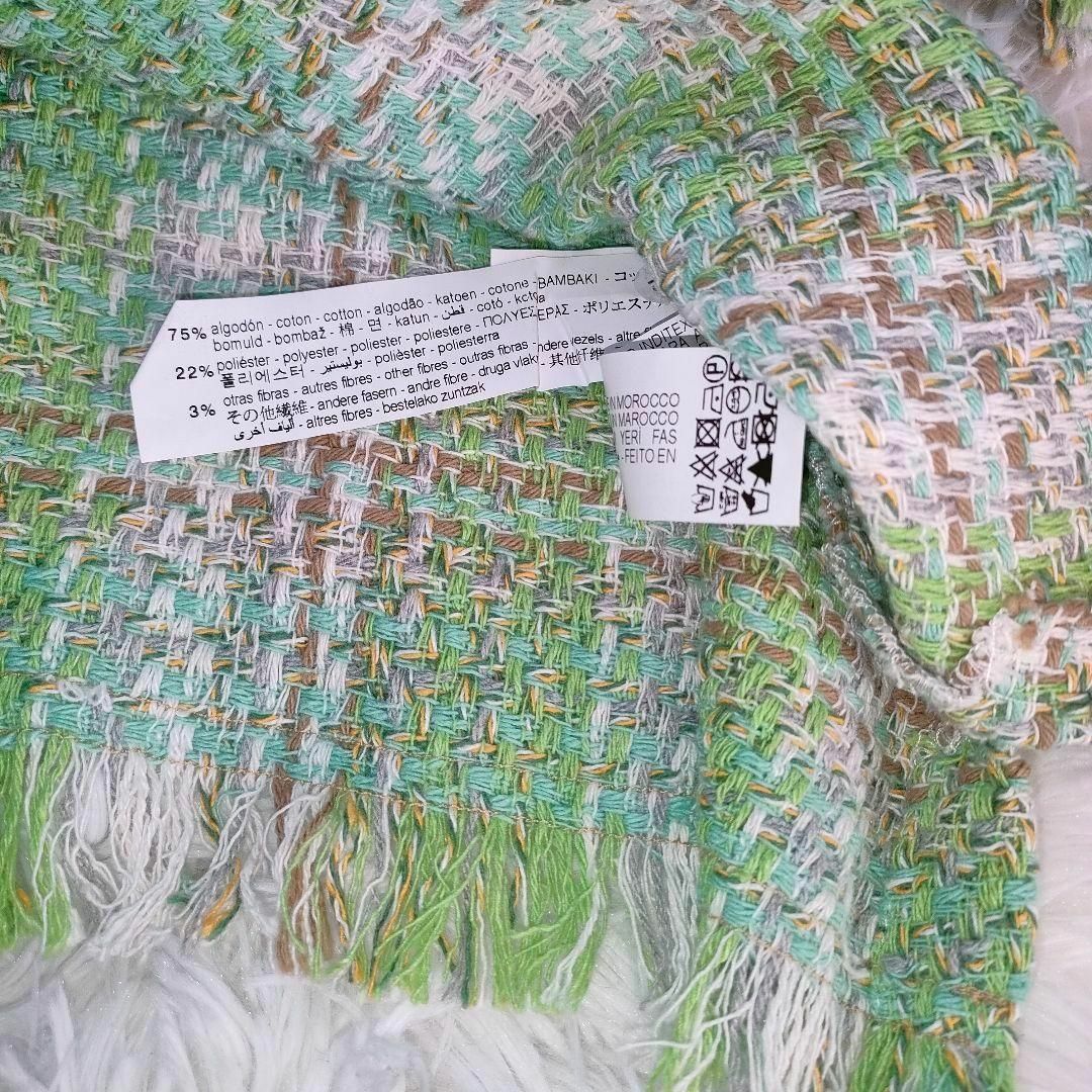 ZARA(ザラ)のザラ ツイードジャケット グリーン Ｍ ZARA ジャケット ツィード 緑 レディースのトップス(シャツ/ブラウス(半袖/袖なし))の商品写真