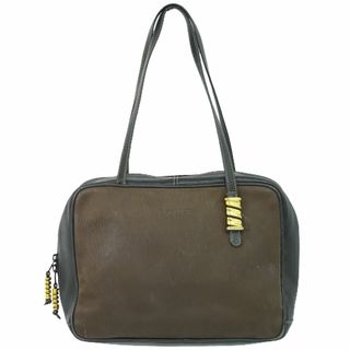 ロエベ(LOEWE)の本物 ロエベ LOEWE ツイスト ショルダーバッグ レザー ブラウン ブラック バッグ 中古(ショルダーバッグ)